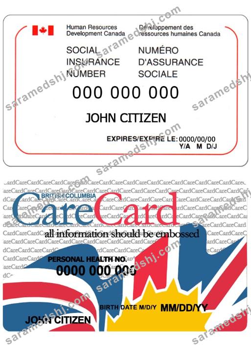 Canada social insurance number (SIN) card